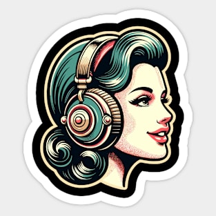 Woman Listen to Music Sticker